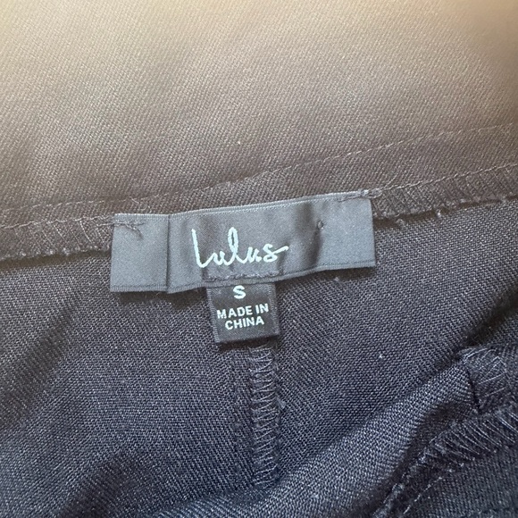 Lulus Black High-Rise Stretch Knit Pants w/ Front Slit Hem | Size Small - Picture 2 of 3